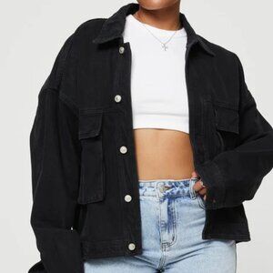 Princess Polly Kier Oversized Jacket Denim Black